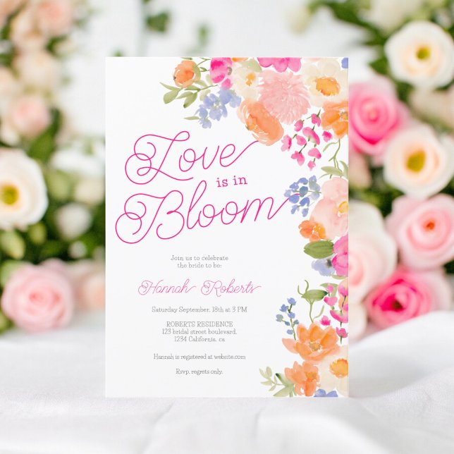Love is in bloom pretty wildflowers bridal shower einladung (Love is in bloom pretty wildflowers bridal shower invitation)