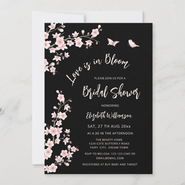 Love Is In Bloom | QR Code Registry Bridal Shower Einladung (Vorderseite)