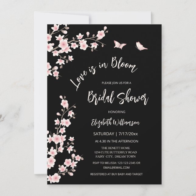 Love Is In Bloom | QR Code Registry Bridal Shower Einladung (Vorderseite)