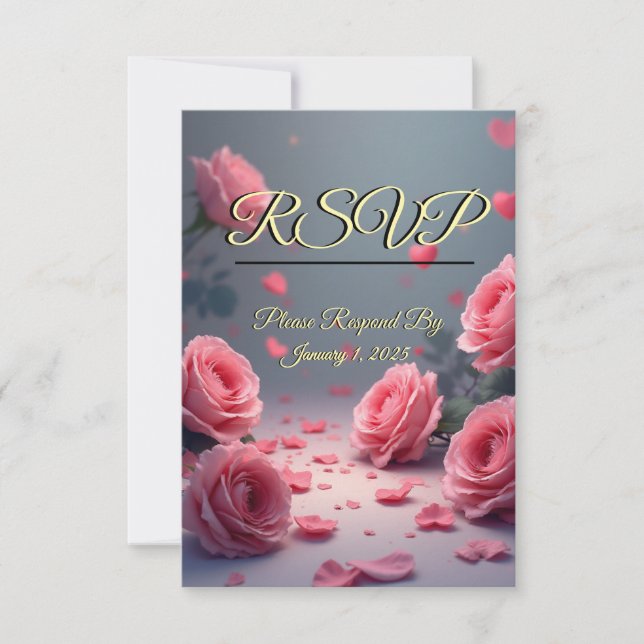 Love is in Bloom RSVP Pink Roses Wedding (Vorderseite)