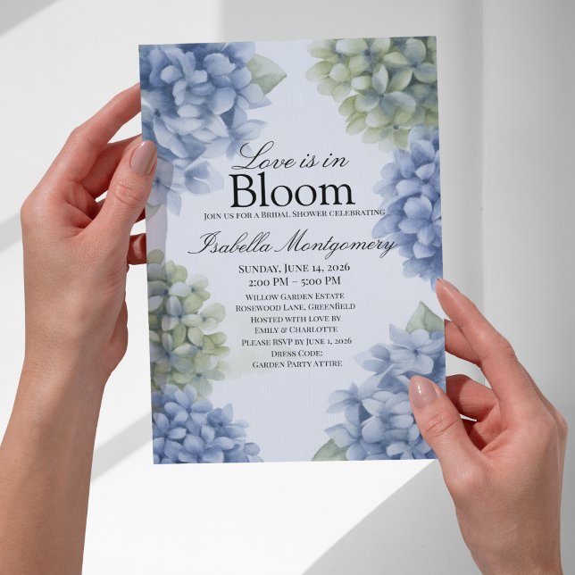 Love Is in Bloom Spring Blue Rustic Hydrangea Einladung (Love Is in Bloom Spring Blue Rustic Hydrangea Invitations
)