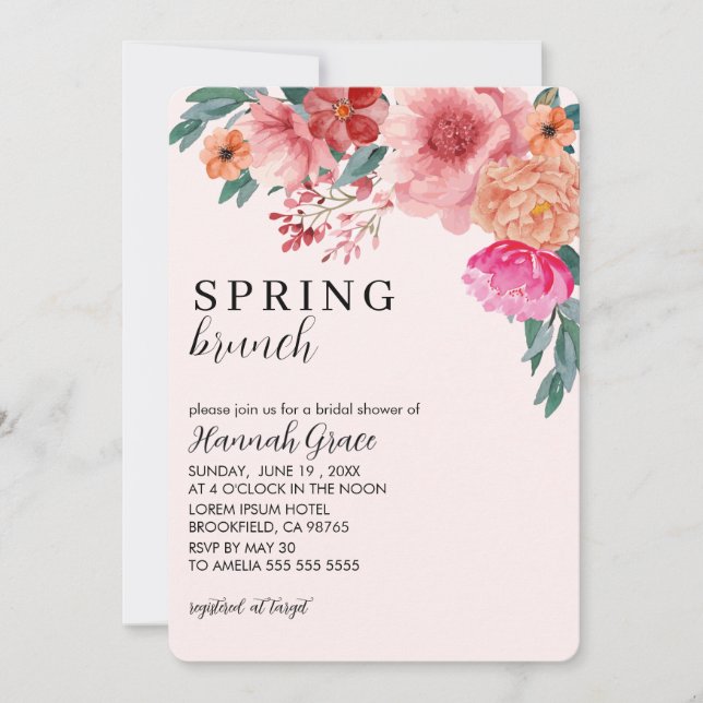 Love is in bloom spring floral Bridal Shower Einladung (Vorderseite)