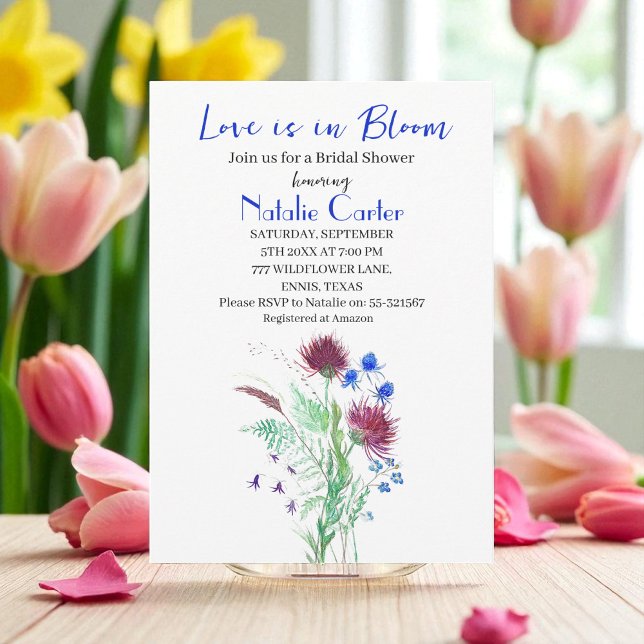 Love is in Bloom Thistle Floral Bridal Shower  Einladung (Von Creator hochgeladen)