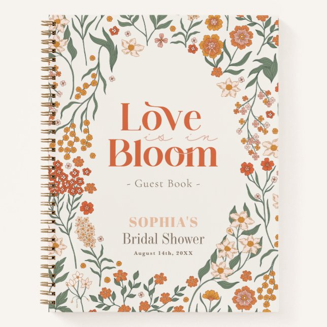 Love is in Bloom Wildflower Bridal Guest Book Notizbuch (Vorderseite)