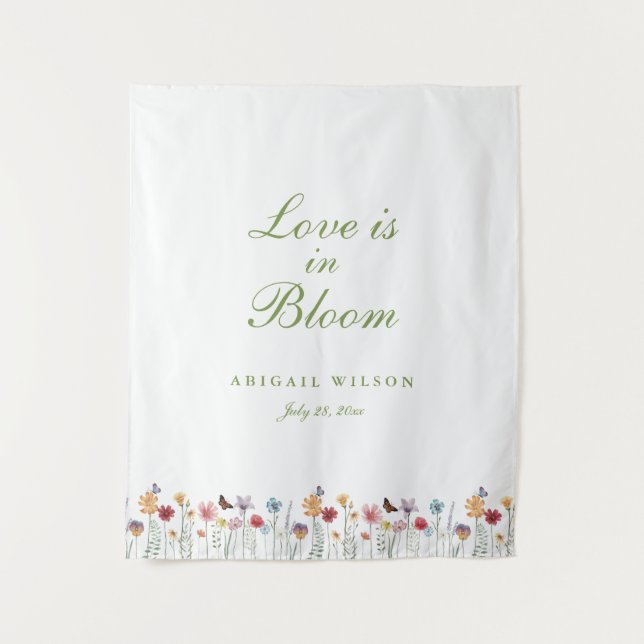 Love Is in Bloom Wildflower Bridal Shower Wandteppich (Vorderseite)