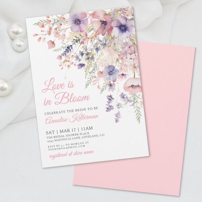 Love Is In Bloom Wildflower Floral Bridal Shower Einladung (Love Is In Bloom Wildflower Floral Bridal Shower Invitation)