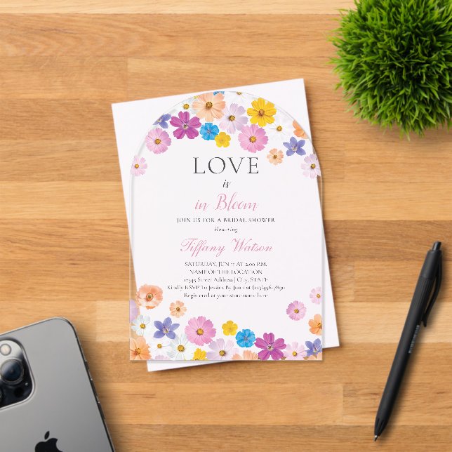 Love is in Bloom Wildflower Garden Bridal Shower Acryleinladungen (Insitu (Einladungskarte))