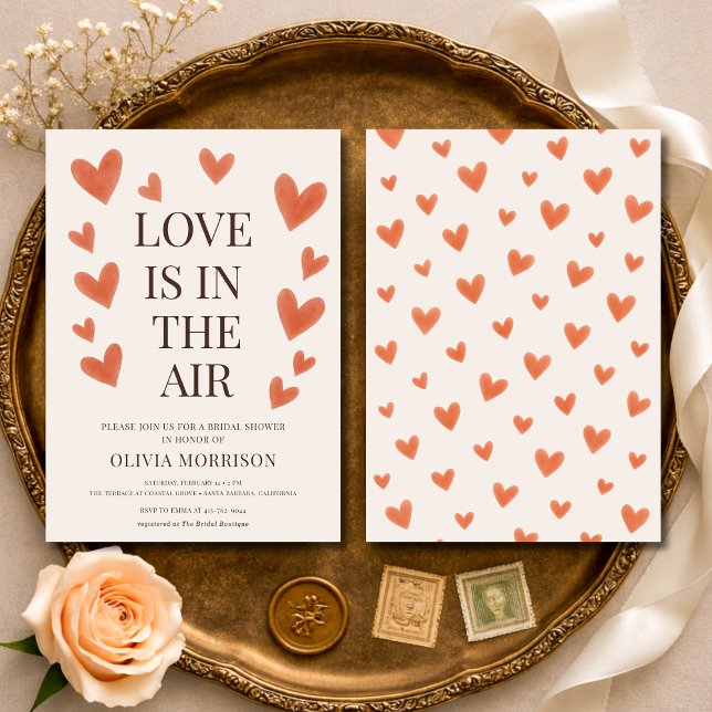 Love Is in the Air Hearts Bridal Shower Einladung (Von Creator hochgeladen)