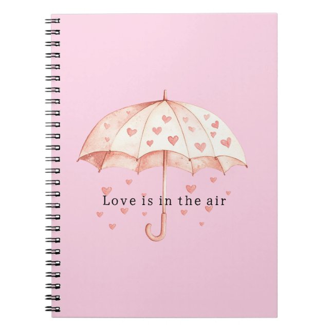 Love is in the air hearts umbrella notizblock (Vorderseite)