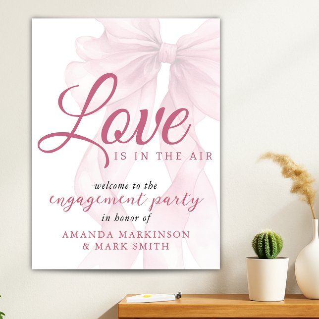 Love Is In The Air Mauve Bow Engagement Welcome Poster (Von Creator hochgeladen)