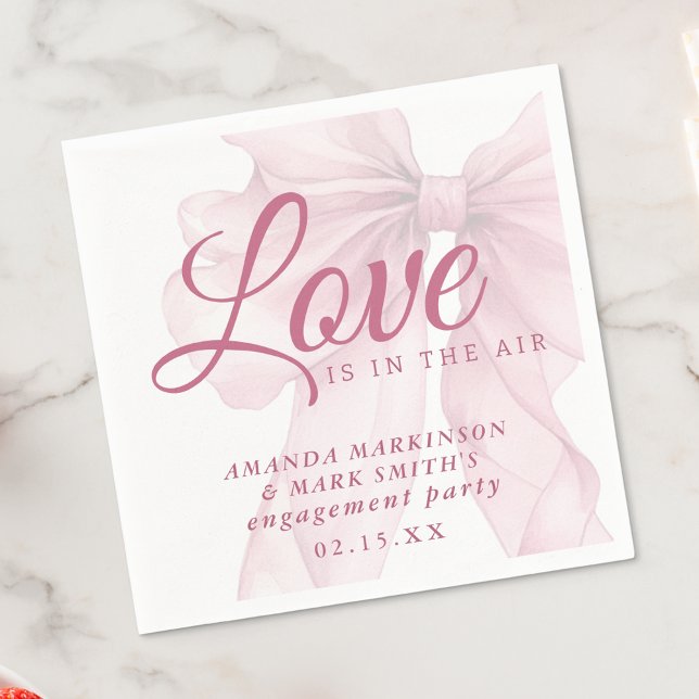 Love Is In The Air Mauve Pink Bow Engagement Serviette (Von Creator hochgeladen)