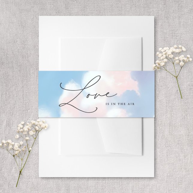 Love Is In The Air Painted Blue Sky Cloud Wedding Einladungsbanderole (Von Creator hochgeladen)