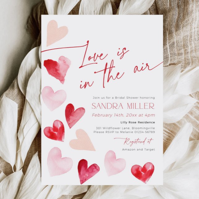 Love is in the Air Valentine Hearts Bridal Shower Einladung (Von Creator hochgeladen)