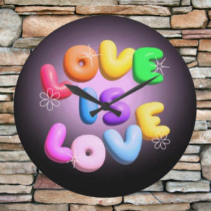 Love Is Love 3D Regenbogen-Stolz-Wanduhr Große Wanduhr