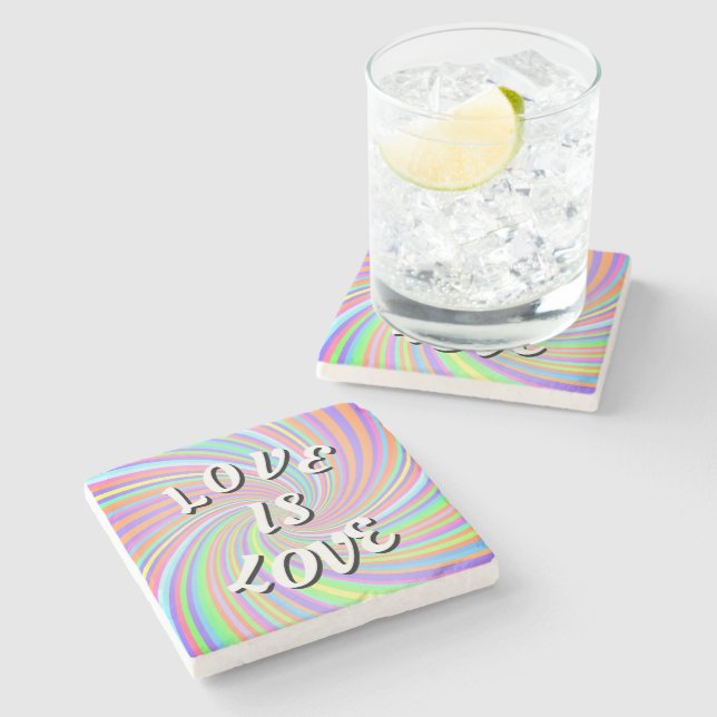 Love Is Love Pride Stone Coaster Steinuntersetzer (Seitenansicht)