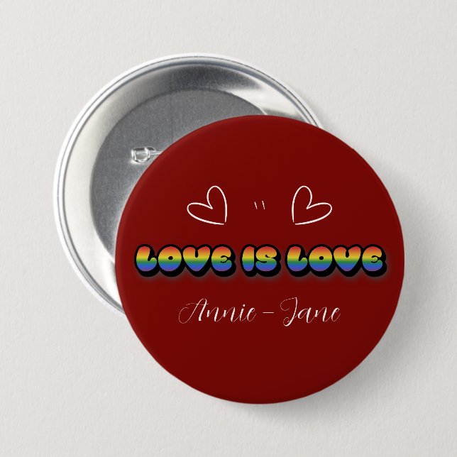 Love is Love Rainbow LGBTQ Button (Vorne & Hinten)