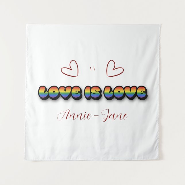 Love is Love Rainbow LGBTQ Tapestry Wandteppich (Vorderseite)