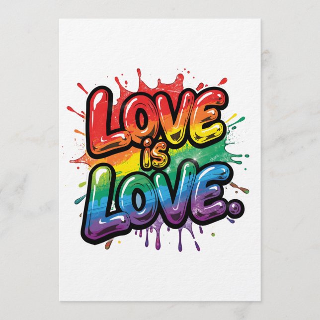 Love Is Love - Rainbow Pride Quote Art  Einladung (Vorderseite)