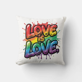 Love Is Love - Rainbow Pride Quote Art Kissen