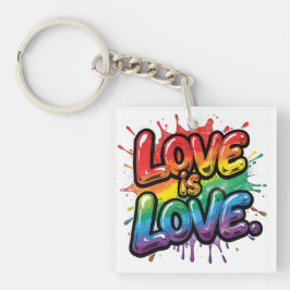 Love Is Love - Rainbow Pride Quote Art Schlüsselanhänger