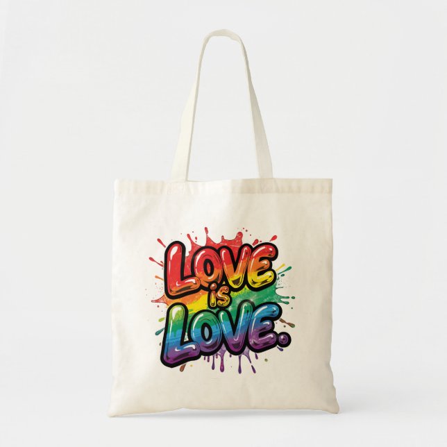 Love Is Love - Rainbow Pride Quote Art  Tragetasche (Vorne)