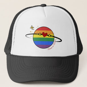 Love Is Love Regenbogen LGBTQ Planet Hut Truckerkappe