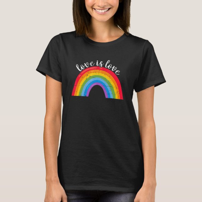 Love Is Love Retro Rainbow LGBTQ Flag Gay Pride LG T-Shirt (Vorderseite)