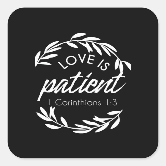 Love Is Patient Corinthians Scripture Minimal Desi Quadratischer Aufkleber (Vorderseite)