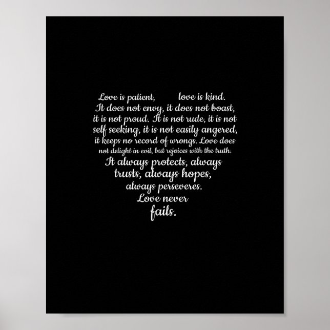 Love Is Patient Love Is Kind Corinthians Scripture Poster (Vorne)