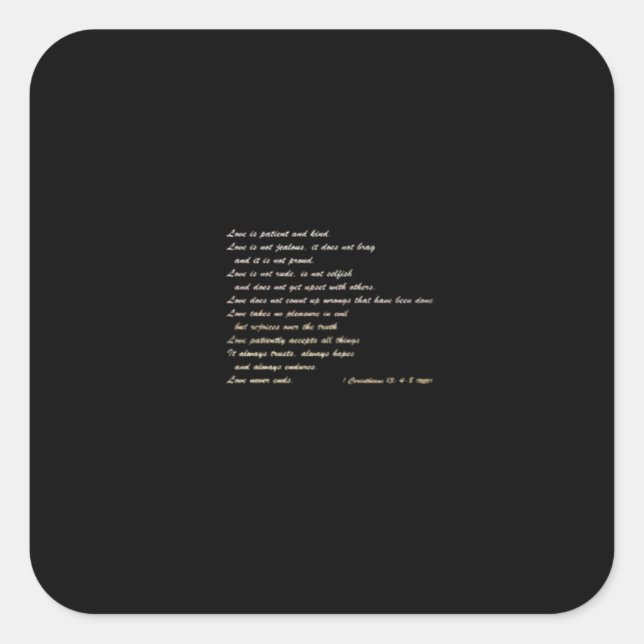 Love Is Patient Simple Inspirational Design  Quadratischer Aufkleber (Vorderseite)