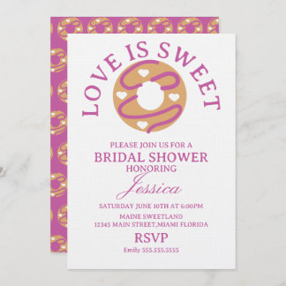 Love is sweet donut with hearts Bridal Shower Einladung