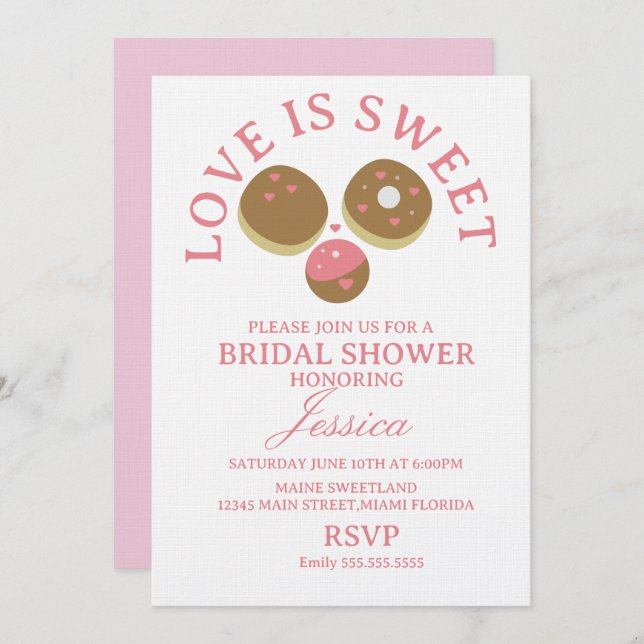 Love is sweet donuts Bridal Shower Einladung (Vorne/Hinten)