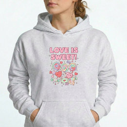 Love Is Sweet Kawaii Hearts Pastel Pullover Hoodie