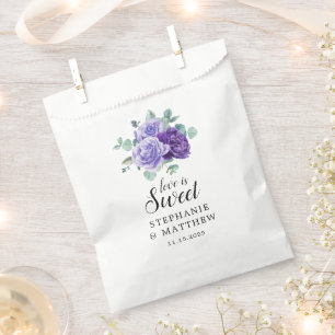 Love Is Sweet Lila Blüten Eukalyptus Hochzeit Geschenktütchen