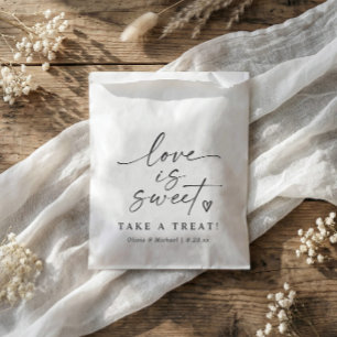 Love is Sweet Schwarz-Weiß-Schrift Hochzeit Geschenktütchen