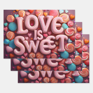 Love Is Sweet Valentine Candy Swirls Geschenkpapier Set