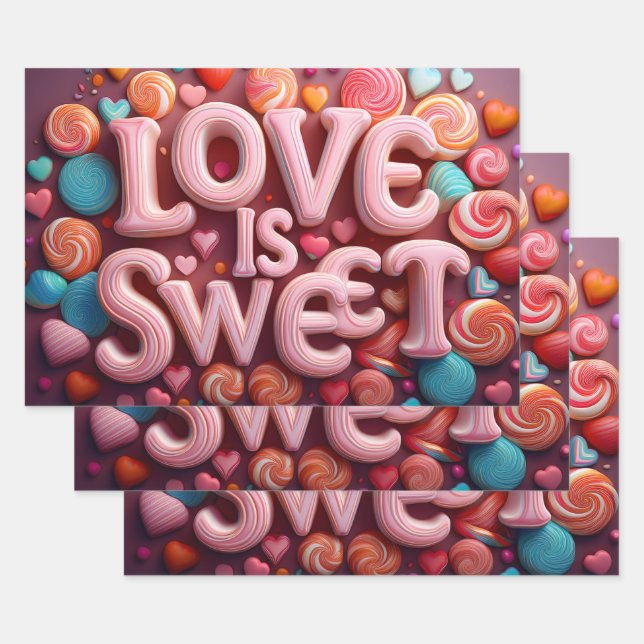 Love Is Sweet Valentine Candy Swirls Geschenkpapier Set (Set)