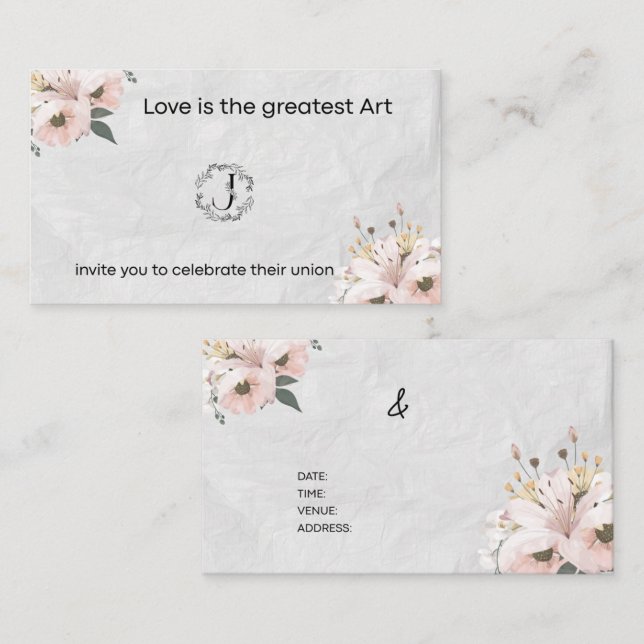 Love is the Grestest Art - Wedding Invitation Mitteilungskarte (Vorne/Hinten)