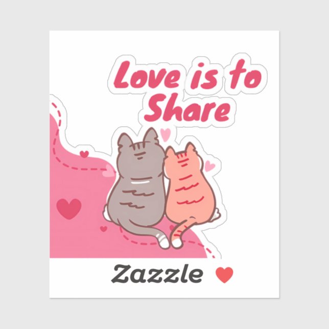  Love Is to Share Cute Cats  Aufkleber (Blatt)