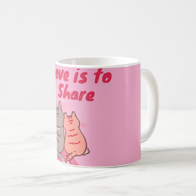  Love Is to Share Cute Cats  Kaffeetasse (VorderseiteRechts)