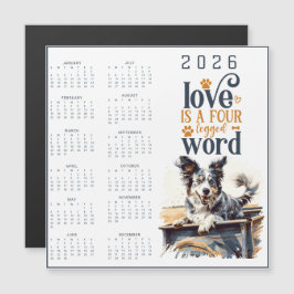 LOVE ist ein vierbeiniges Wort Hundekalender Magnetkarte