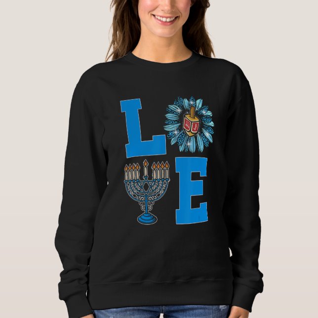 Love Jewish Daisy Hanukkah Pajamas Chanukah PJs Wo Sweatshirt (Vorderseite)