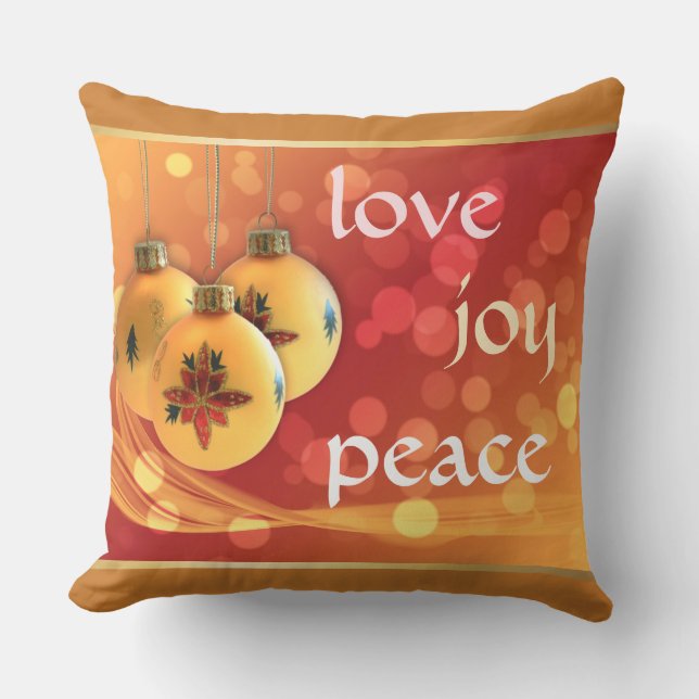 Love Joy Peace Christmas Blessings Gold Ornaments Kissen (Vorderseite)