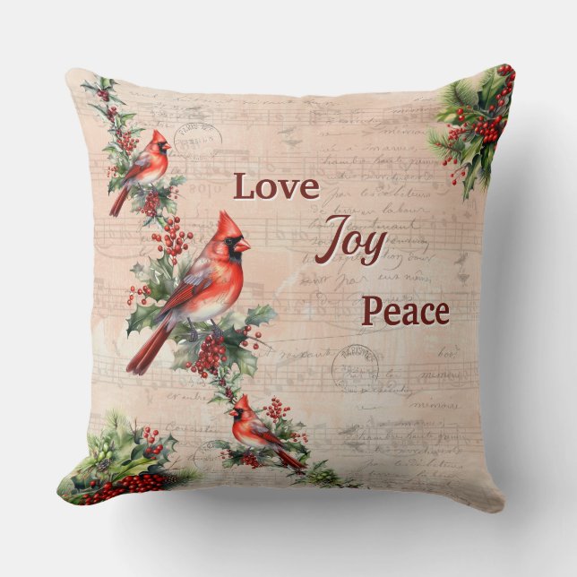 Love, Joy, Peace Christmas Paris Postmark Pillow  Kissen (Vorderseite)