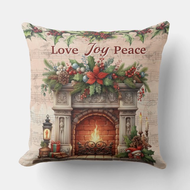 Love, Joy, Peace Throw Pillow Kissen (Vorderseite)