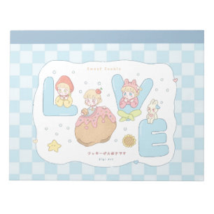 LOVE Kawaii Pastell Alphabet Illustration 💕🍓🐰  Notizblock