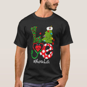LOVE Krankenpfleger Leben Weihnachten Stethoskop P T-Shirt