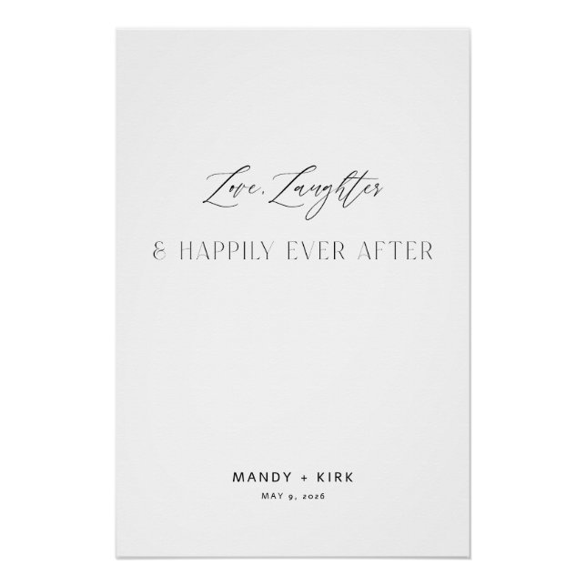 Love Laughter Happily Ever After Wedding Sign Poster (Vorderseite)