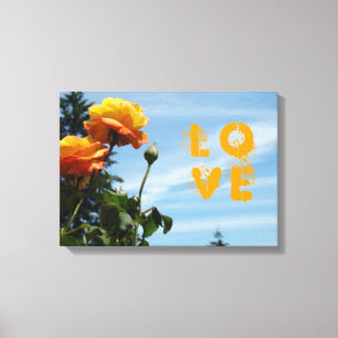 LOVE Leinwandkunst Drucke Orange Rose Blume Blauer