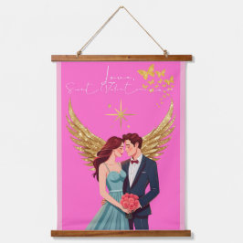 Love Letter Design - Love, Saint Valentine xxoo Wandteppich Mit Holzrahmen